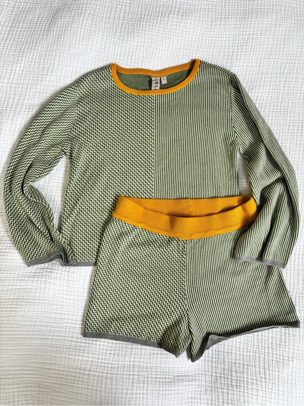 dolan Olive & Mustard Knit Two-Piece Lounge Set